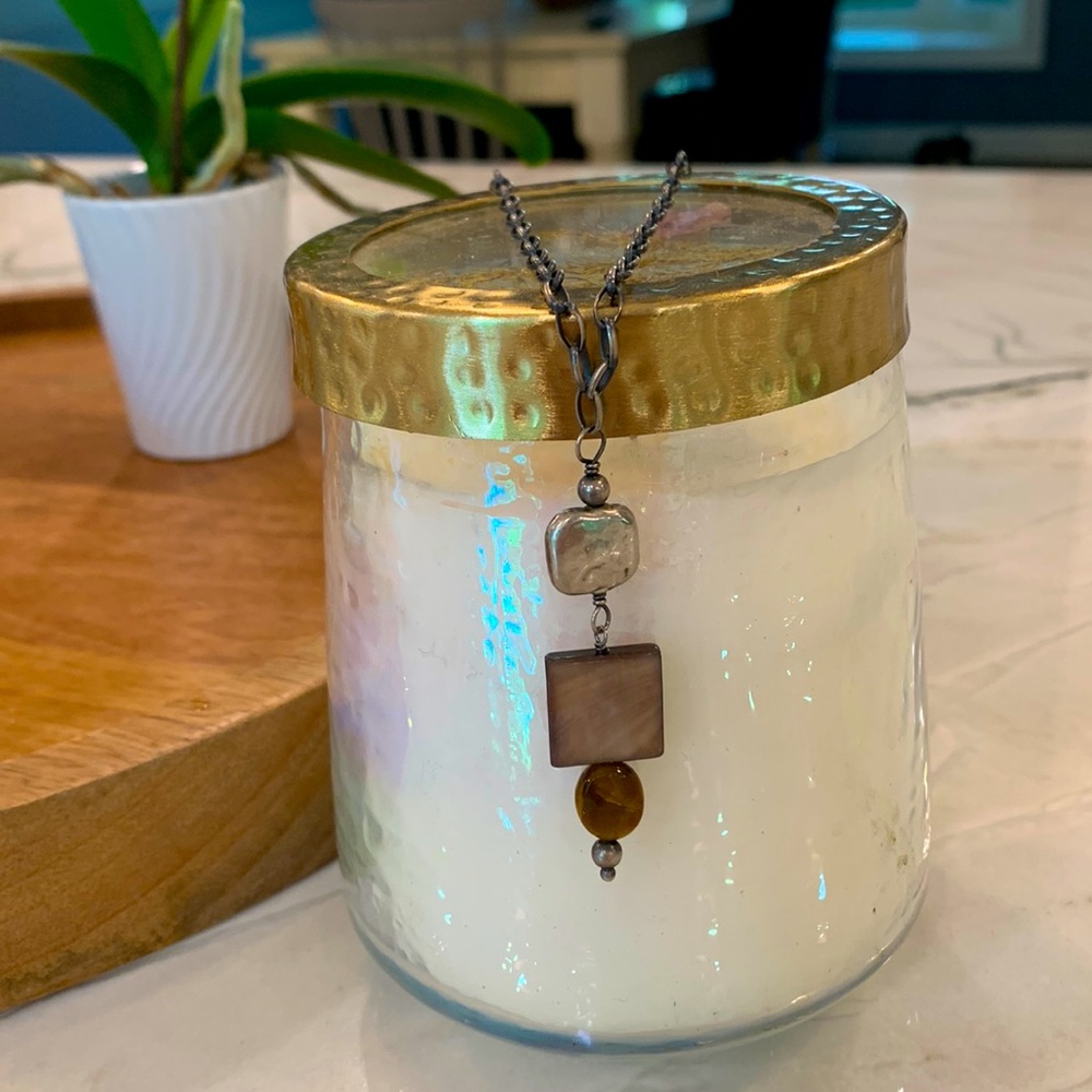 Silpada Sterling Silver and Brown Bead Necklace.